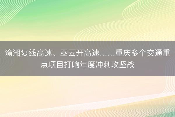 渝湘复线高速、巫云开高速……重庆多个交通重点项目打响年度冲刺攻坚战