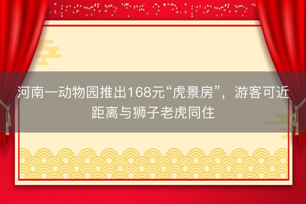 河南一动物园推出168元“虎景房”，游客可近距离与狮子老虎同住