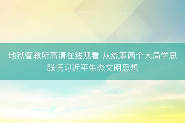 地狱管教所高清在线观看 从统筹两个大局学思践悟习近平生态文明思想