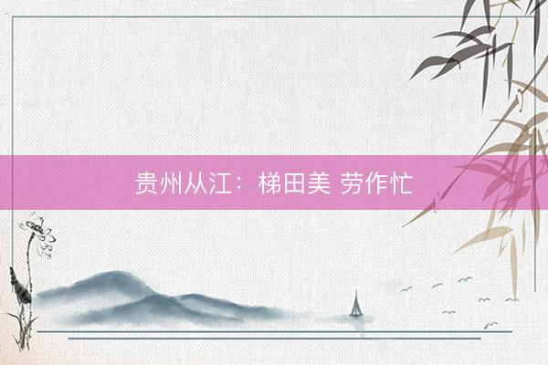 贵州从江：梯田美 劳作忙