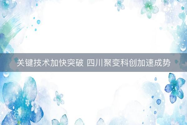 关键技术加快突破 四川聚变科创加速成势
