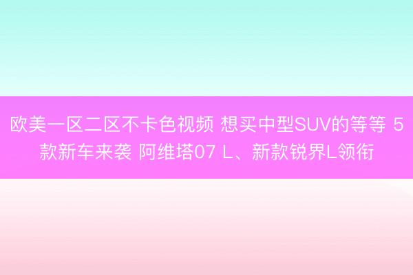 欧美一区二区不卡色视频 想买中型SUV的等等 5款新车来袭 阿维塔07 L、新款锐界L领衔