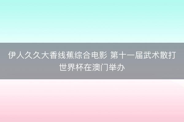 伊人久久大香线蕉综合电影 第十一届武术散打世界杯在澳门举办