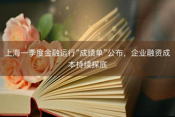 上海一季度金融运行“成绩单”公布，企业融资成本持续探底