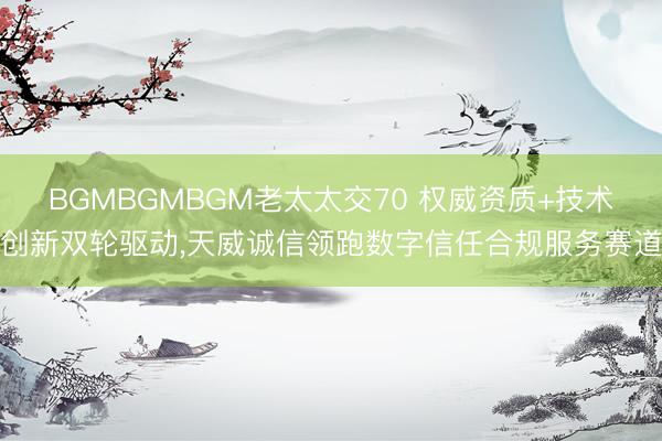 BGMBGMBGM老太太交70 权威资质+技术创新双轮驱动，天威诚信领跑数字信任合规服务赛道