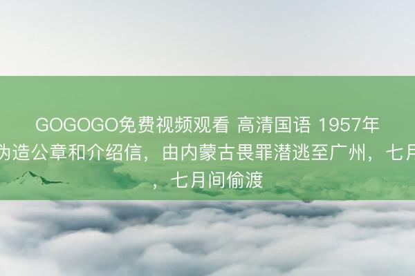GOGOGO免费视频观看 高清国语 1957年，倪匡伪造公章和介绍信，由内蒙古畏罪潜逃至广州，七月间偷渡