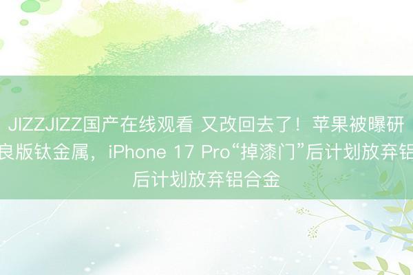 JIZZJIZZ国产在线观看 又改回去了!苹果被曝研发改良版钛金属,iPhone 17 Pro“掉漆门”后计划放弃铝合金