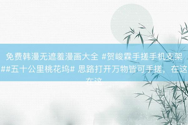 免费韩漫无遮羞漫画大全 #贺峻霖手搓手机支架##五十公里桃花坞# 思路打开万物皆可手搓，在这