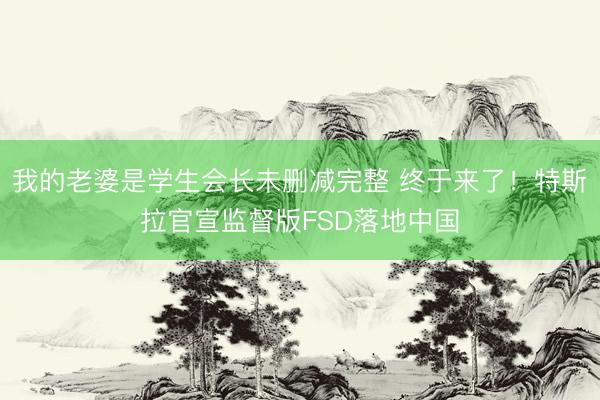 我的老婆是学生会长未删减完整 终于来了！特斯拉官宣监督版FSD落地中国