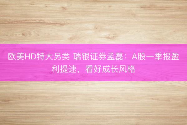 欧美HD特大另类 瑞银证券孟磊：A股一季报盈利提速，看好成长风格