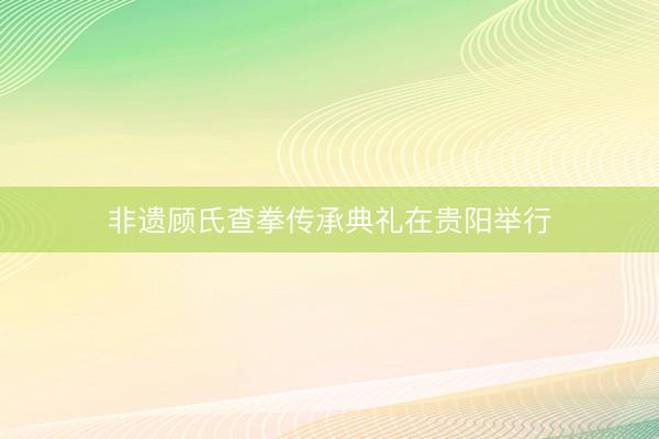 非遗顾氏查拳传承典礼在贵阳举行