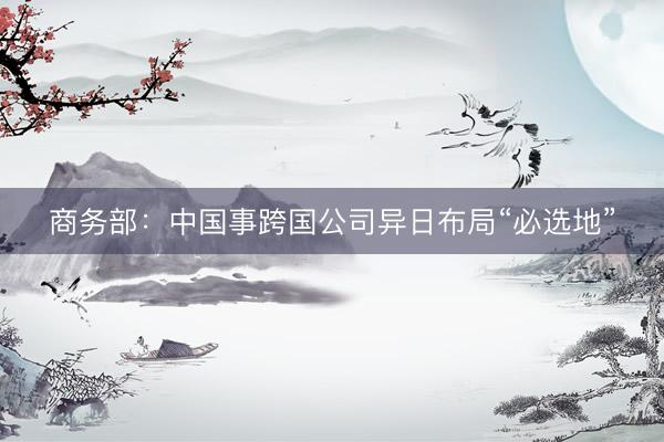 商务部：中国事跨国公司异日布局“必选地”
