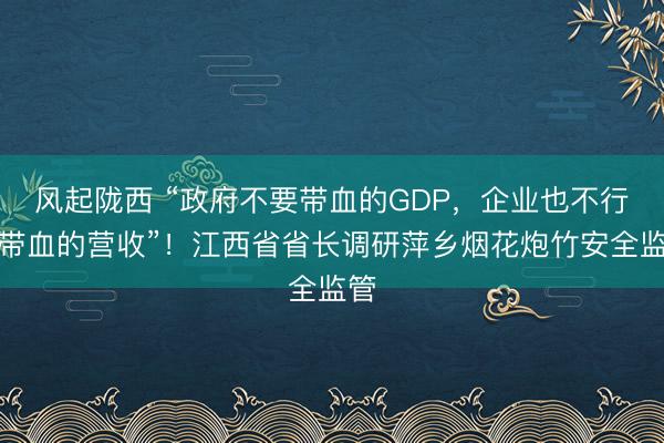 风起陇西 “政府不要带血的GDP，企业也不行要带血的营收”！江西省省长调研萍乡烟花炮竹安全监管