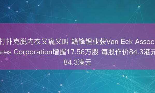 打扑克脱内衣又痛又叫 赣锋锂业获Van Eck Associates Corporation增握17.56万股 每股作价84.3港元