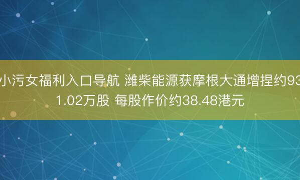 小污女福利入口导航 潍柴能源获摩根大通增捏约931.02万股 每股作价约38.48港元