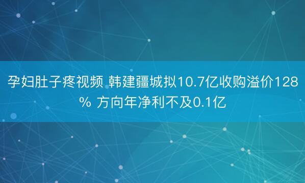 孕妇肚子疼视频 韩建疆城拟10.7亿收购溢价128% 方向年净利不及0.1亿