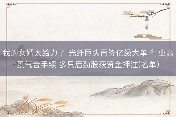 我的女婿太给力了 光纤巨头再签亿级大单 行业高景气合手续 多只后劲股获资金押注(名单)