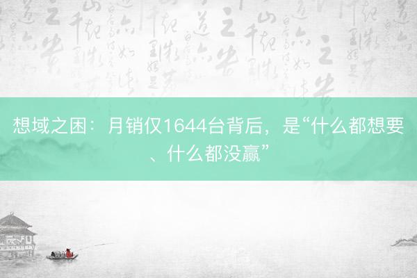 想域之困：月销仅1644台背后，是“什么都想要、什么都没赢”