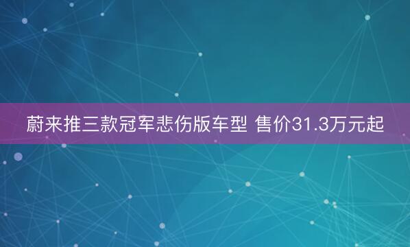 蔚来推三款冠军悲伤版车型 售价31.3万元起