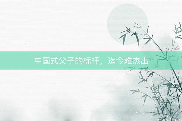 中国式父子的标杆，迄今难杰出